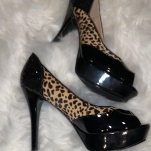 Marc Fisher Black /Leopard heels NWOT